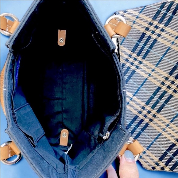 Burberry *Rare* Vintage Blue Label Two Way Tote Denim Nova Check $595 MSRP - Picture 4 of 7